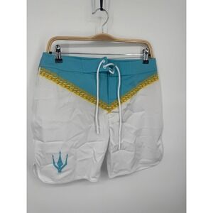 Fied Physique Board Shorts Mens 30 Royal Mint Colorblock Stretch Swimwear NWT